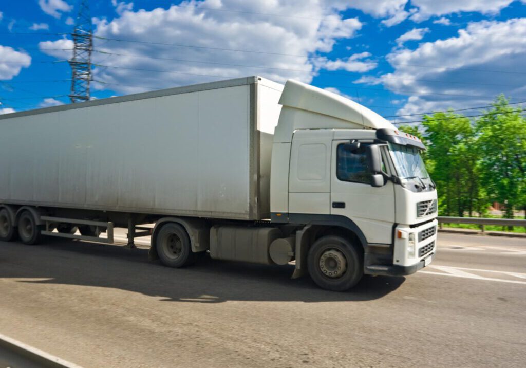 trailer truck in the road